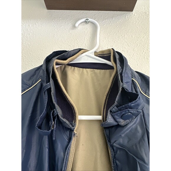 Vintage Private Club Reversible Blue and Tan Bomber Jacket Size Large - Picture 7 of 8